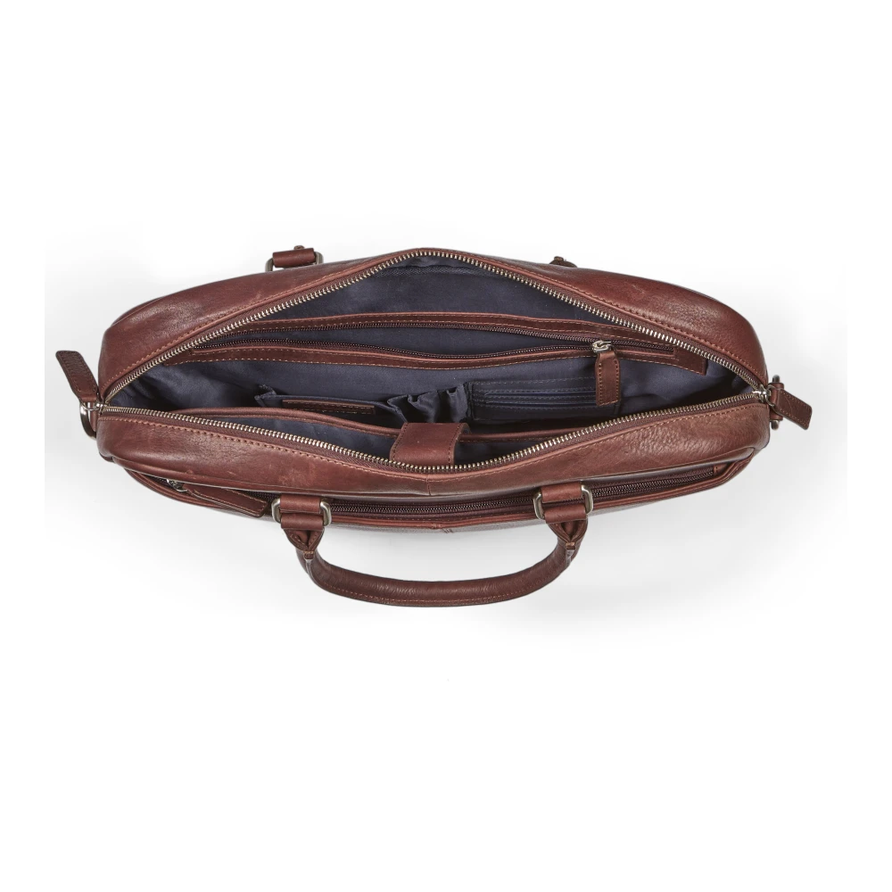 Howard London Bruine leren laptoptas voor zaken Brown Heren