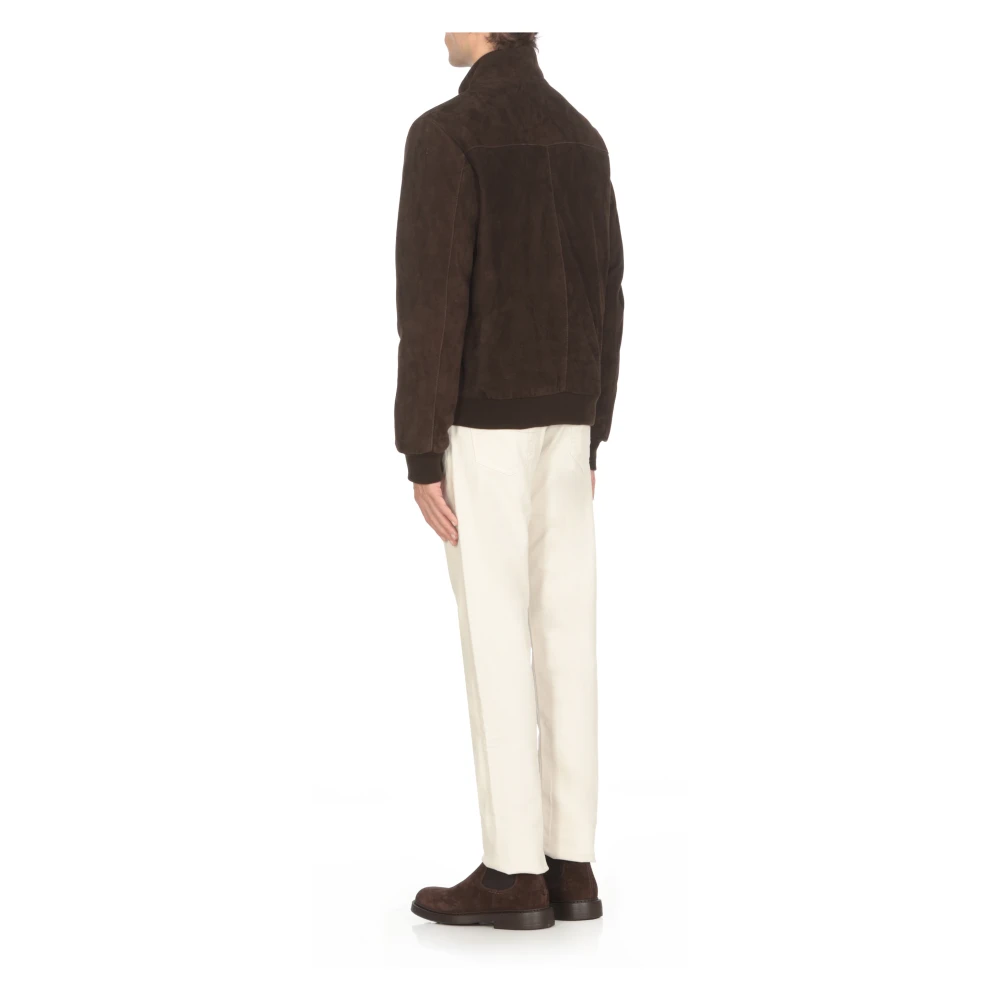 The Jack Leathers Bruine Suède Leren Jas voor Mannen Brown Heren