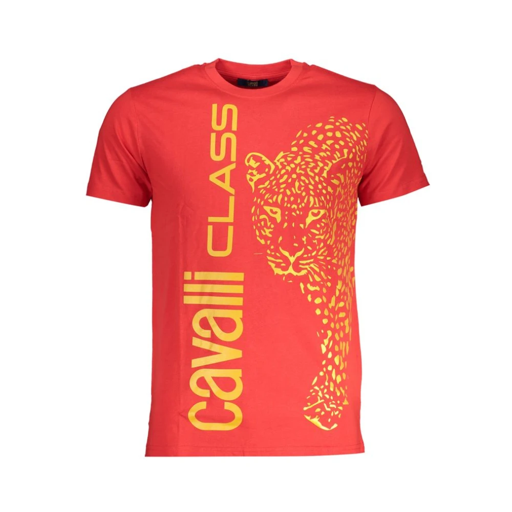 Cavalli Class Print Logo Korte Mouw Tee Red Heren