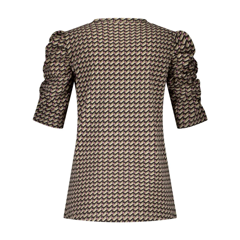 Lady Day Gerimpelde V-hals top met Tigger-print Beige Dames