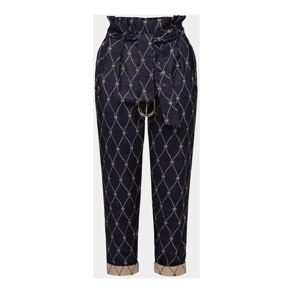 Elisabetta Franchi Hoge taille denim broek met riem Blue Dames