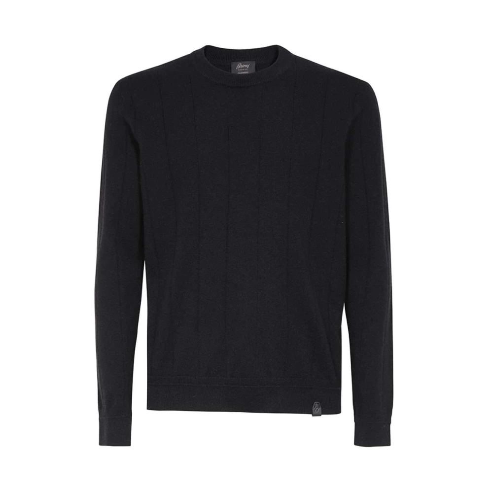 Brioni Kasjmiertrui met leren inzetstukken Black Heren