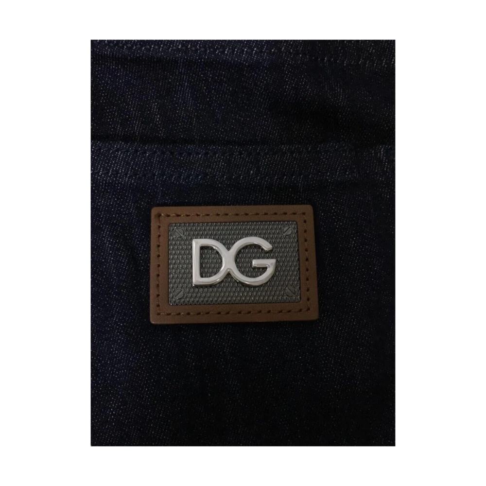 Dolce & Gabbana Stretch katoenen jeans met trekkoord taille Blue Heren