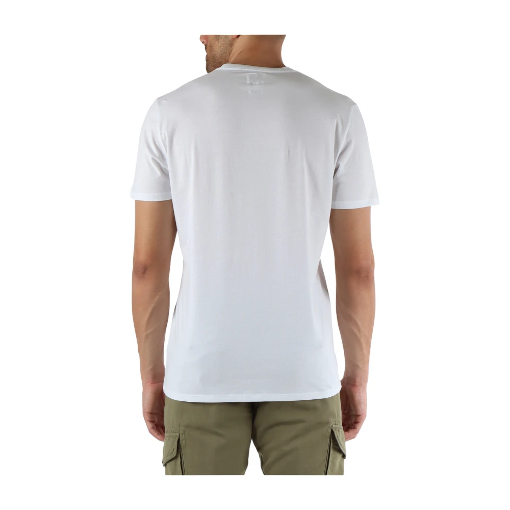 Guess Slim Fit Katoenen T-shirt met Voorlogo Borduurwerk White Heren
