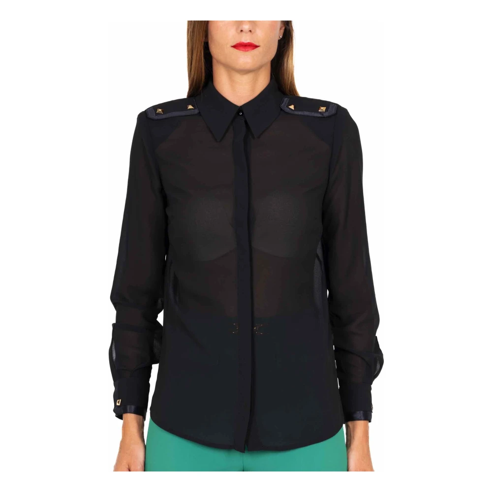 Elisabetta Franchi Georgette Shirt met Studs Black Dames