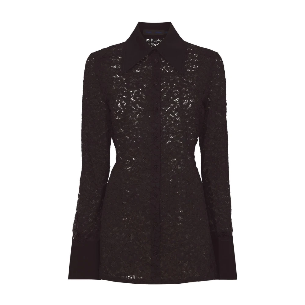 Proenza Schouler Vrouw Zwart Overhemden Dames, Xs, Nylon, Floral Lace Shirt