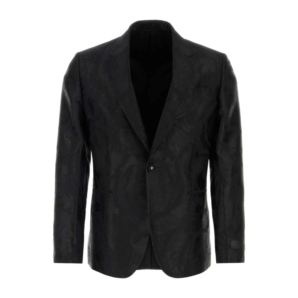 Versace Geborduurde jacquard blazer Black Heren