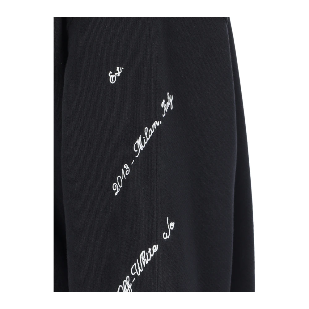 Off White Zwarte Logo Sweater Katoen Contrast Print Black Heren
