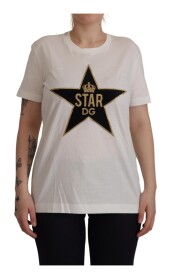 White Cotton Crown Star DG Print T-shirt