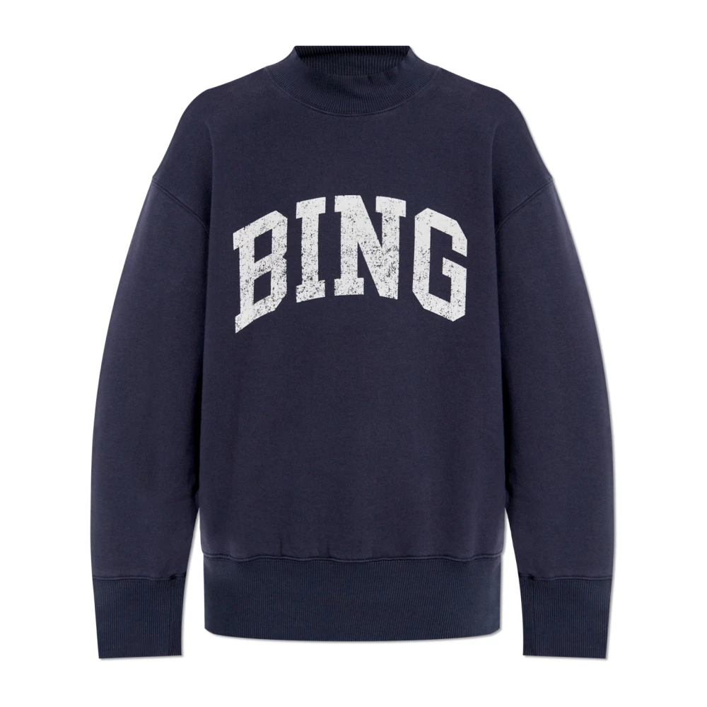 Anine Bing Navy Sweatshirt met Bing Print Blue Dames