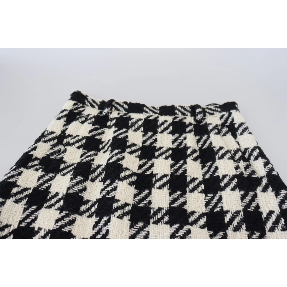 Dolce & Gabbana Houndstooth High Waist Pencil Skirt Black Dames