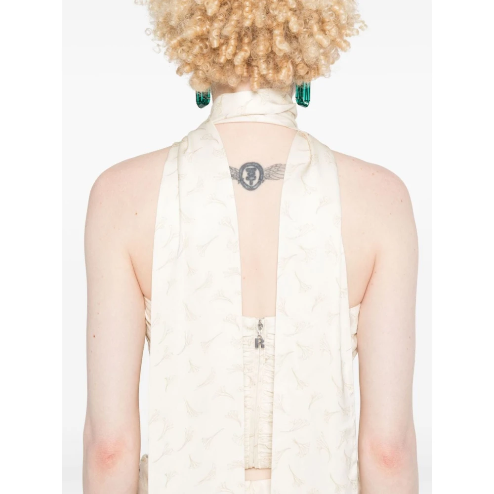 Rotate Birger Christensen Satijnen Crop Scarf Top White Dames