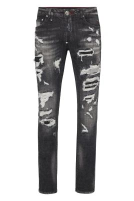 Slim Fit Använd Effekt Jeans