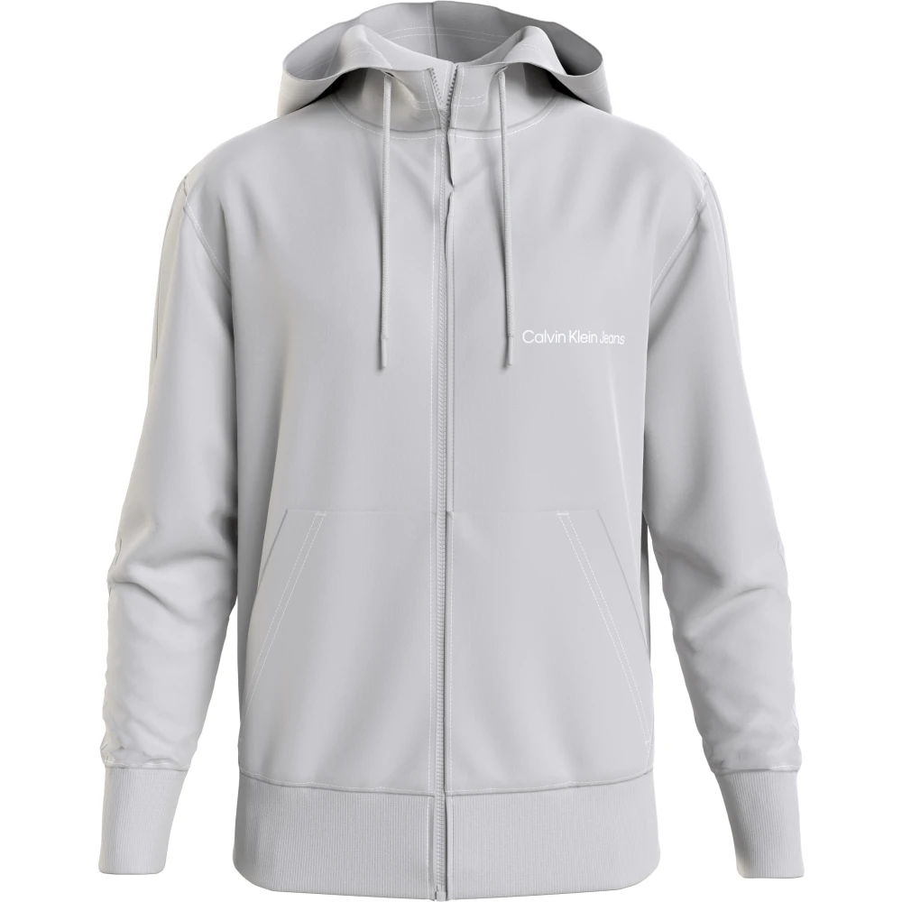 Calvin Klein Men's Gray Zip-Throughs, 2XL, Grey Hoodie Jumper Cotton