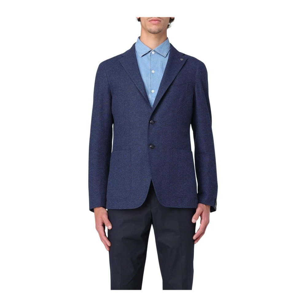 Tagliatore Men's Blue Tailored Blazer Patch Pockets - Blazers - S - Jackets
