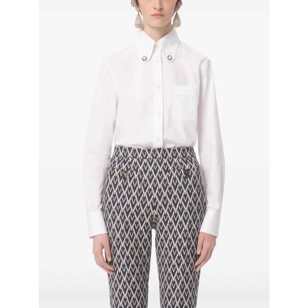 Valentino Witte Katoenen Knoop-Down Shirt White Dames