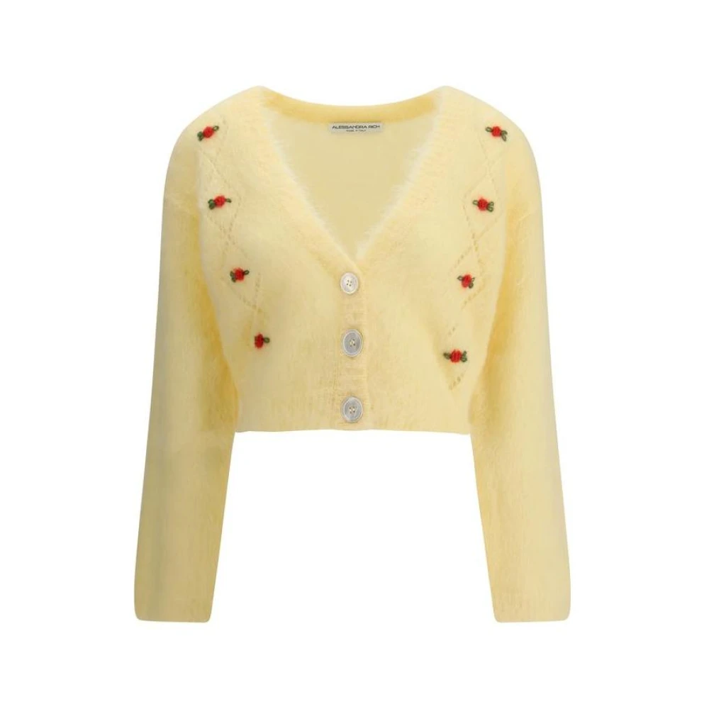 Alessandra Rich Women's Yellow Carded Mohair Cardigan