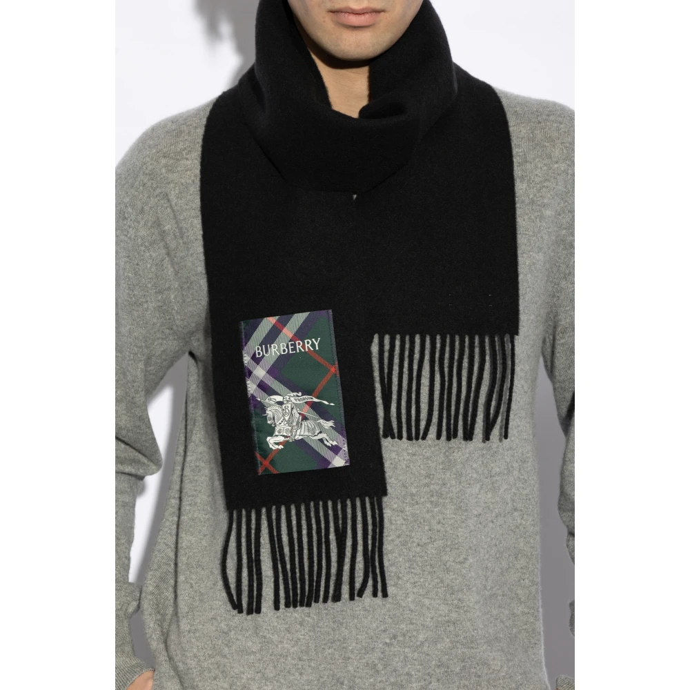 Burberry Kasjmier sjaal met logopatch Black Unisex