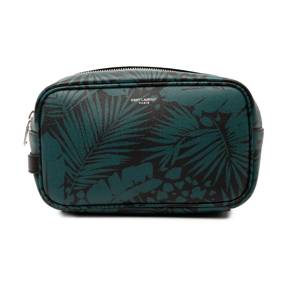 Saint Laurent Vintage Women's Blue Pre-Owned Printed Leather Pouch