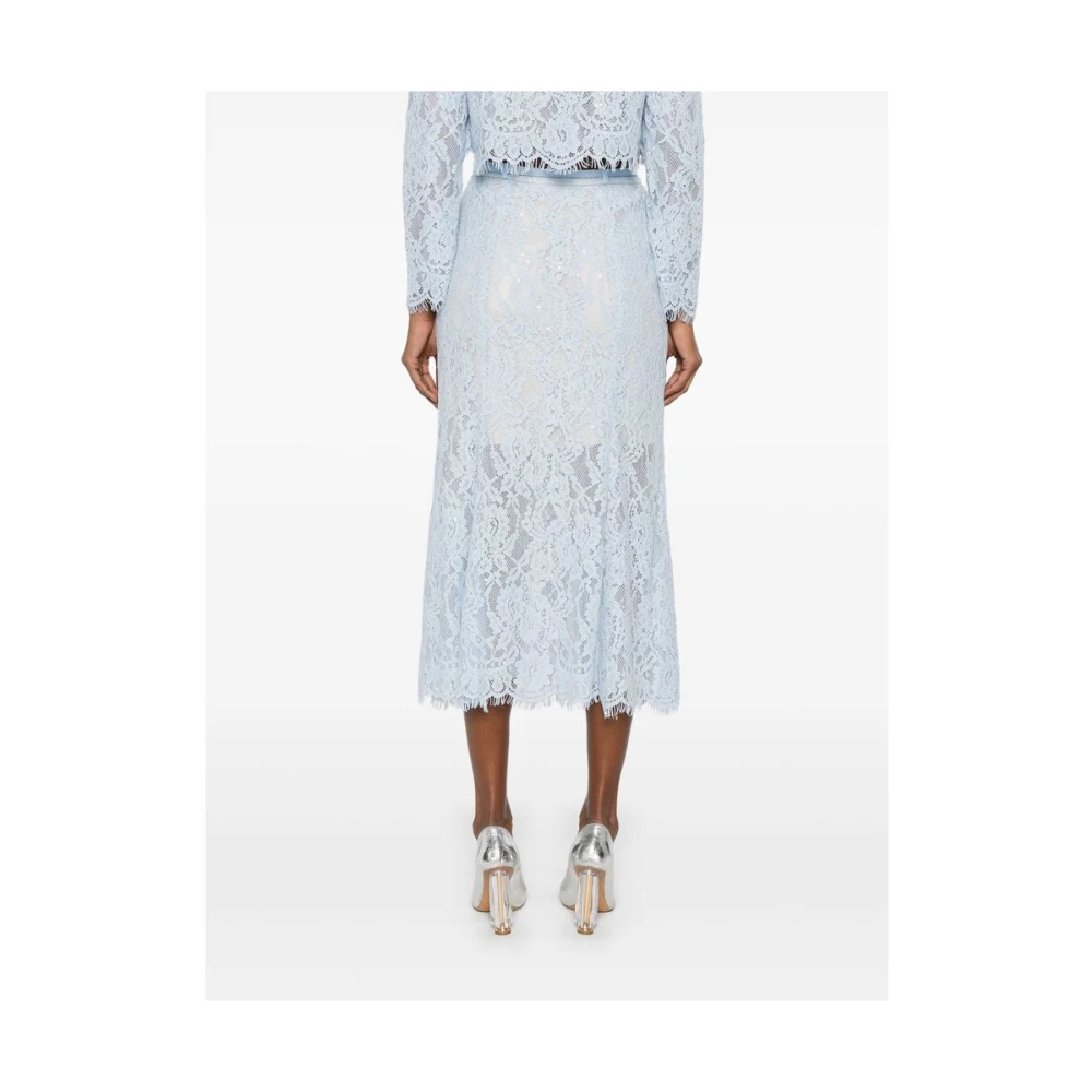 Self Portrait Lichtblauwe Geriemde Rok Blue Dames