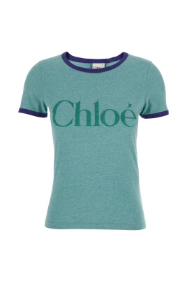 t-shirt-vert-avec-logo-col-ras-du-cou-femme-coton