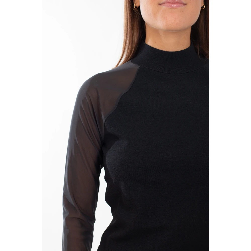 Y-3 Zwarte Mesh Gebreide Longsleeve Top Black Dames