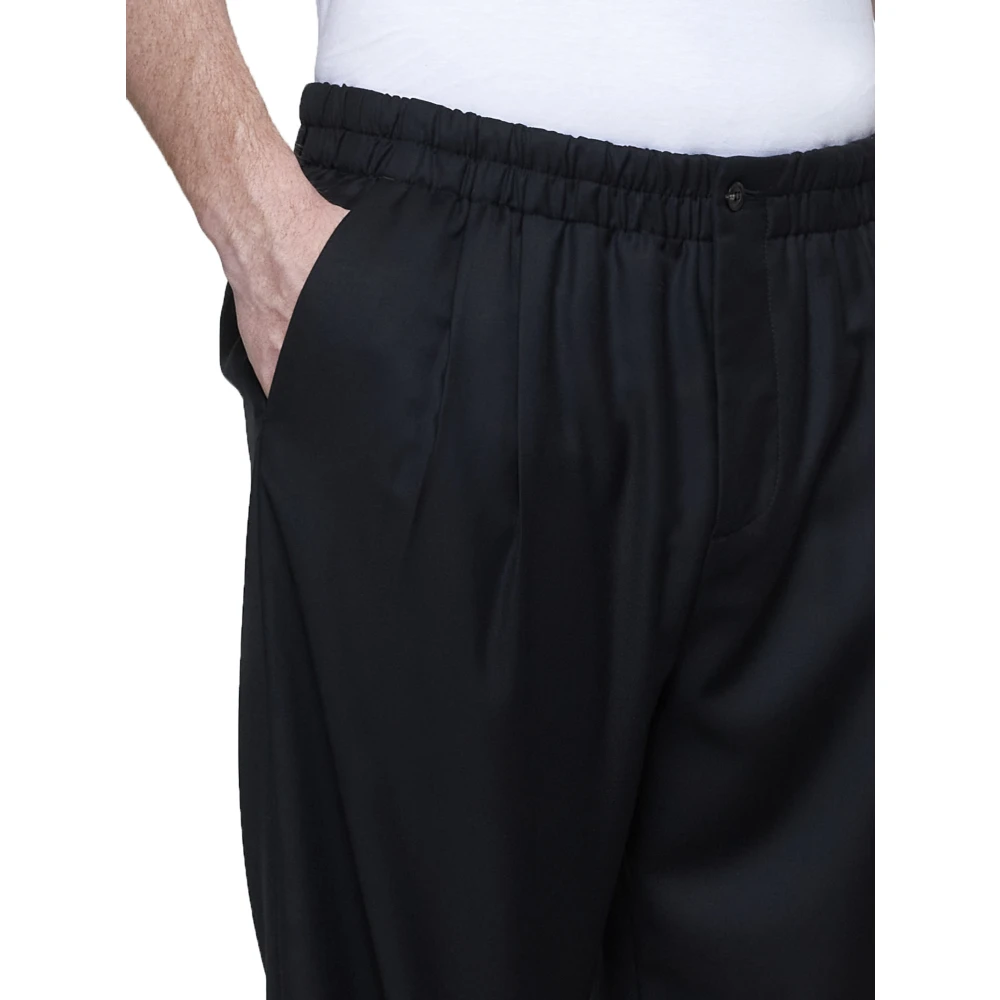 Giorgio Armani Zwarte Wol Kasjmier Broek Black Heren