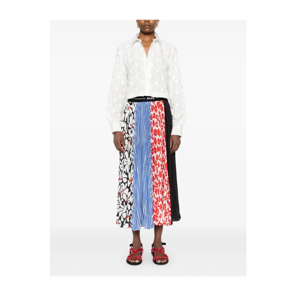 Msgm Witte Button-Up Overhemd Lange Mouwen White Dames