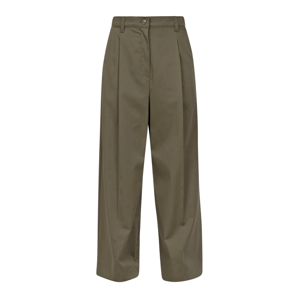 Max Mara Weekend Gabardine Byxor med Framtill Stängning Green, Dam