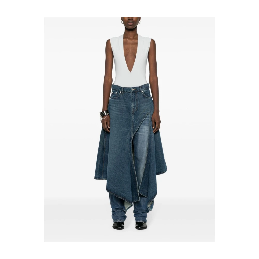 MM6 Maison Margiela Diepe V-hals Lycra Jersey Bodysuit Gray Dames