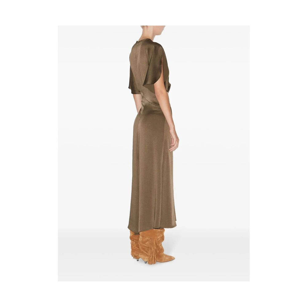 Isabel marant Bruine V-hals Korte Mouw Jurk Brown Dames
