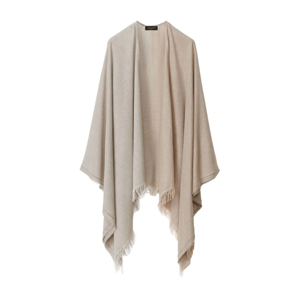 Fabiana Filippi Zand Fringed Cape Jacket Beige Dames