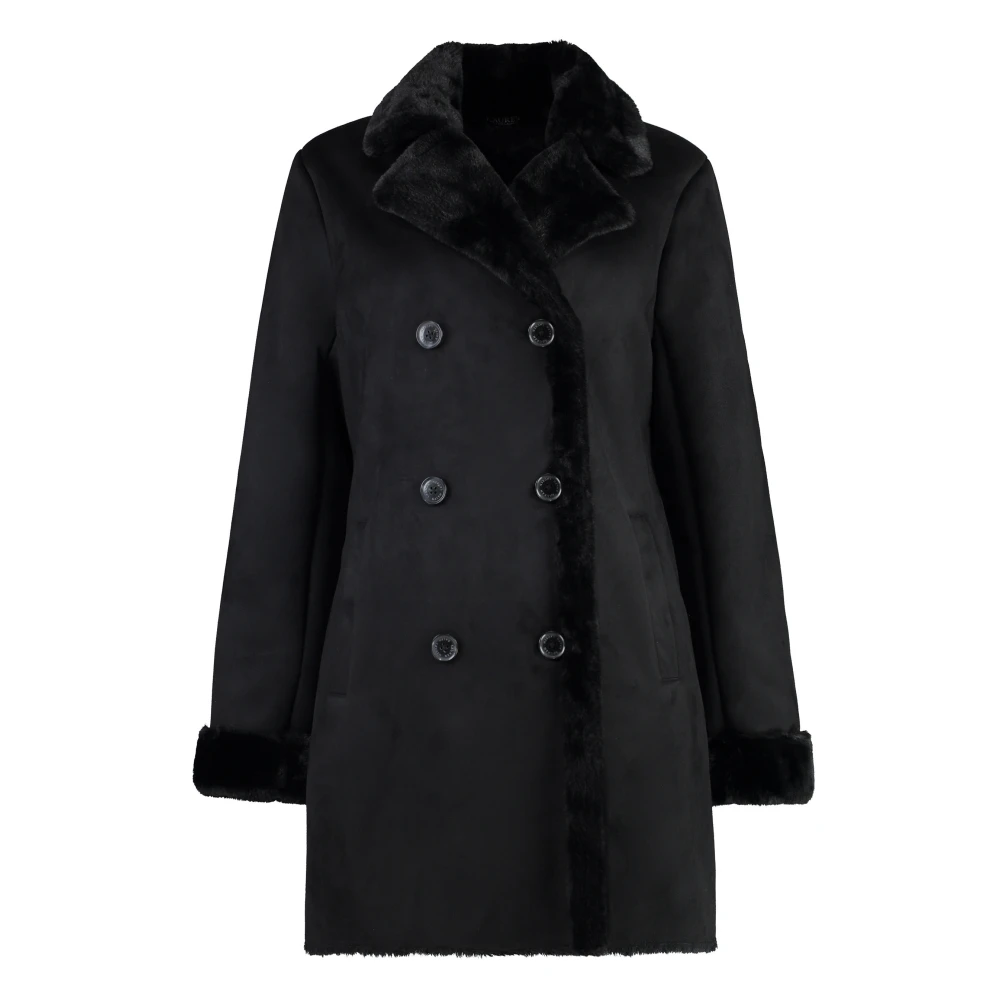 Ralph Lauren Eco-Sheepskin Double-Breasted Jas Black Dames