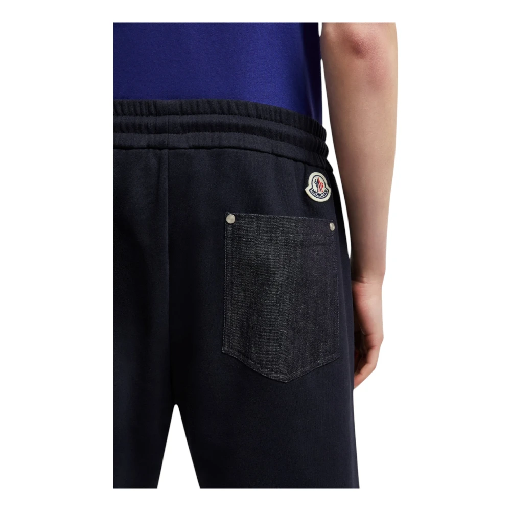 Moncler Navy Katoen Denim Shorts met Zak Blue Heren
