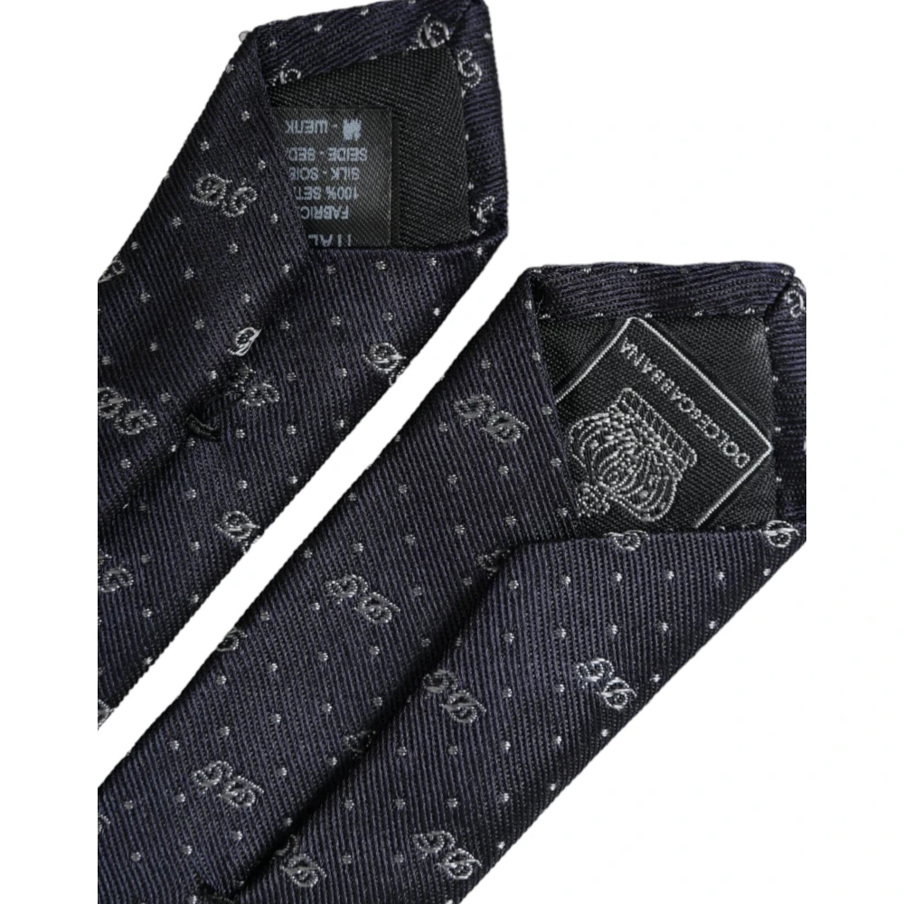 Dolce & Gabbana Blauwe DG Logo Zijden Stropdas Blue Heren