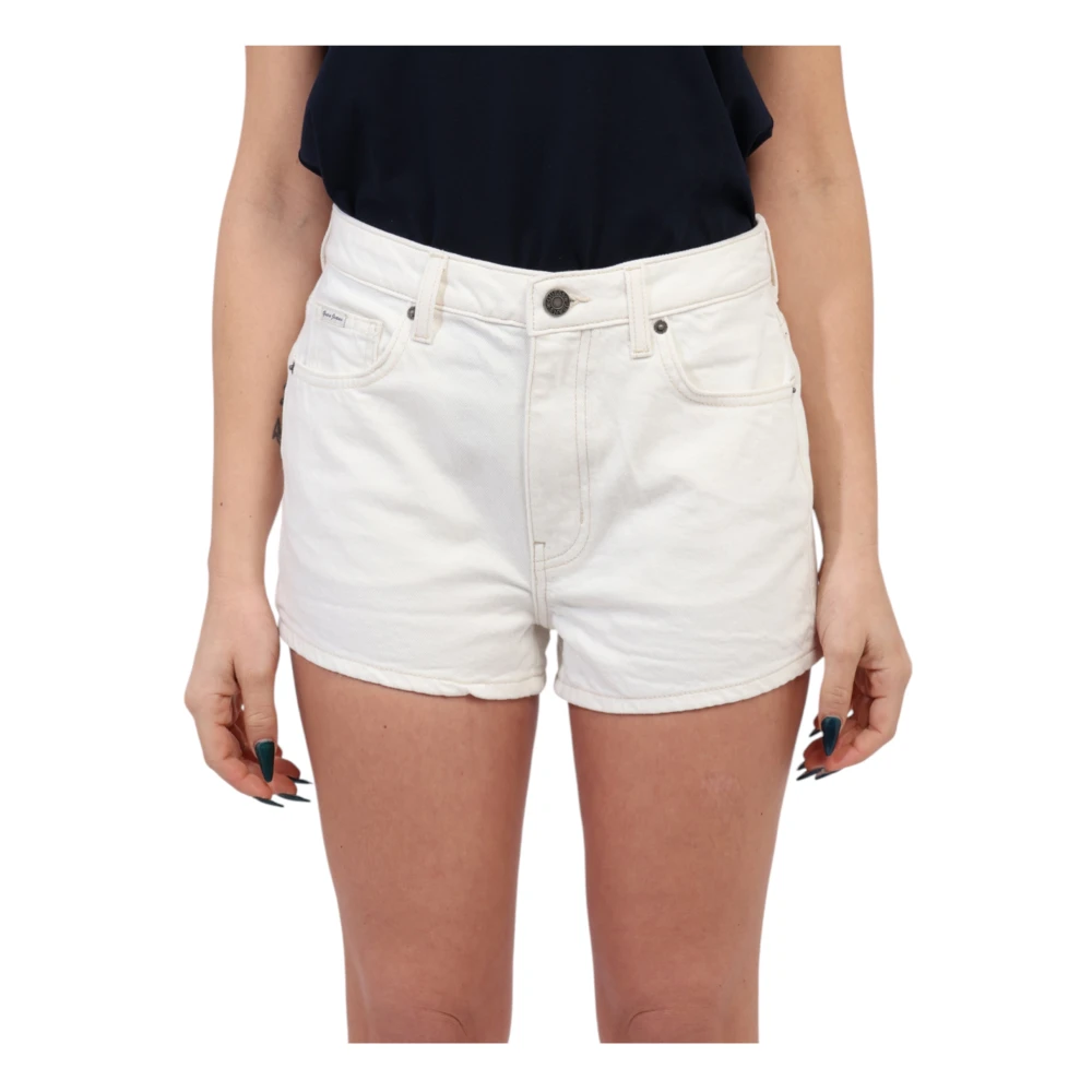 Guess Vrouw Wit Korte Broeken Dames, W30, Denim, Highwaist Denim Shorts