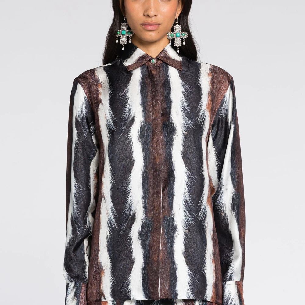Roberto Cavalli Dierenprint Zijden Shirt Multicolor Dames