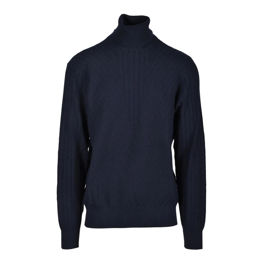 Armani Exchange Katoenmix Wol Gebreide Trui Blue Heren