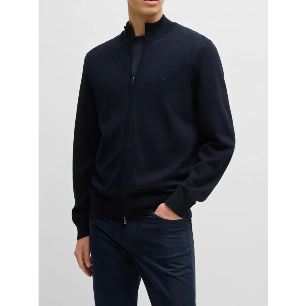 Hugo Boss Donkerblauwe Gebreide Trui Blue Heren