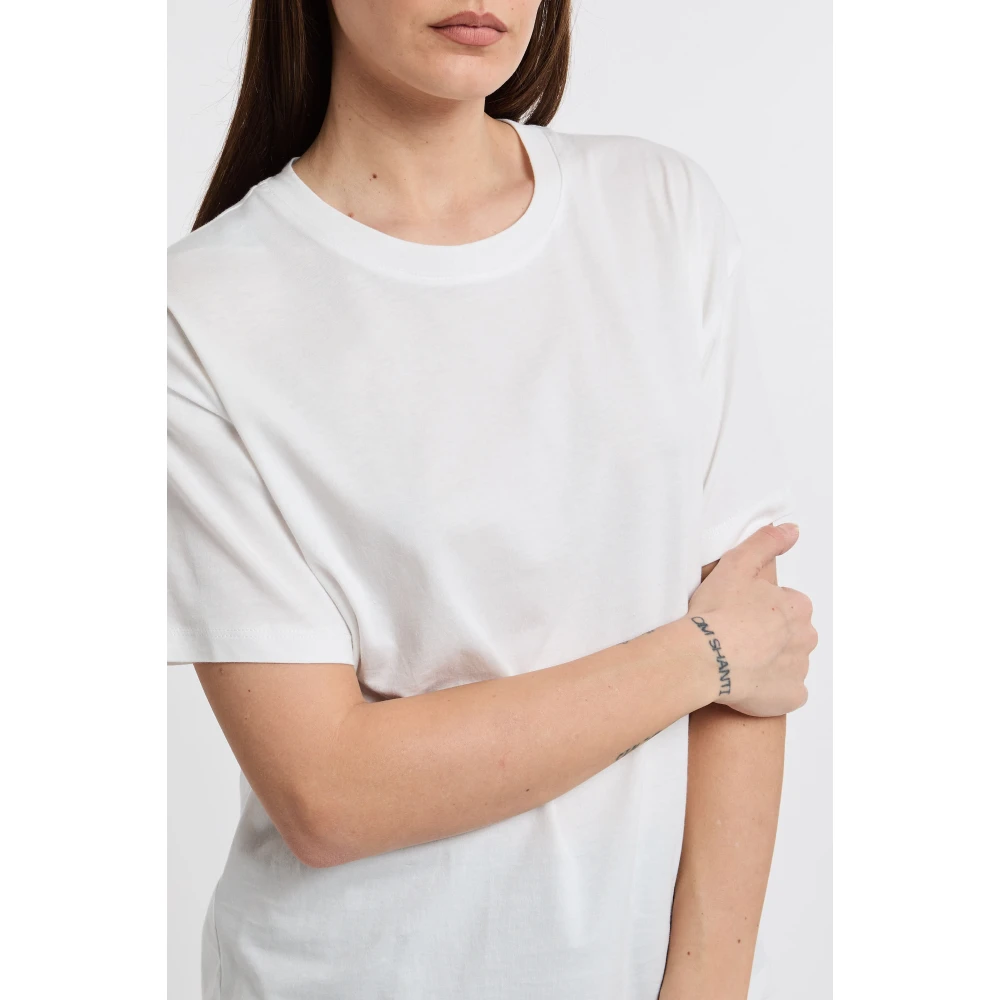 Manila Grace Witte Katoenen Half Sleeve T-shirt White Dames