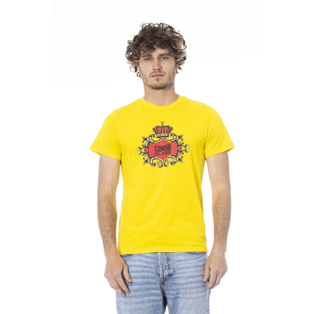 Cavalli Class Korte Mouw Logo Print T-shirt Yellow Heren