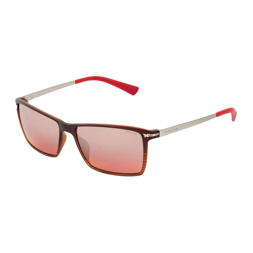 Police Men's Red Injected Sunglasses With Uv Filter