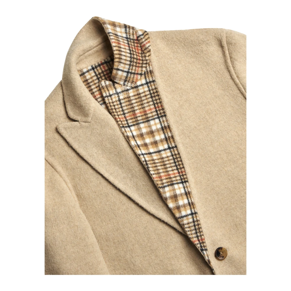 ETRO Omkeerbare Wollen Jas Ruitpatroon Brown Heren