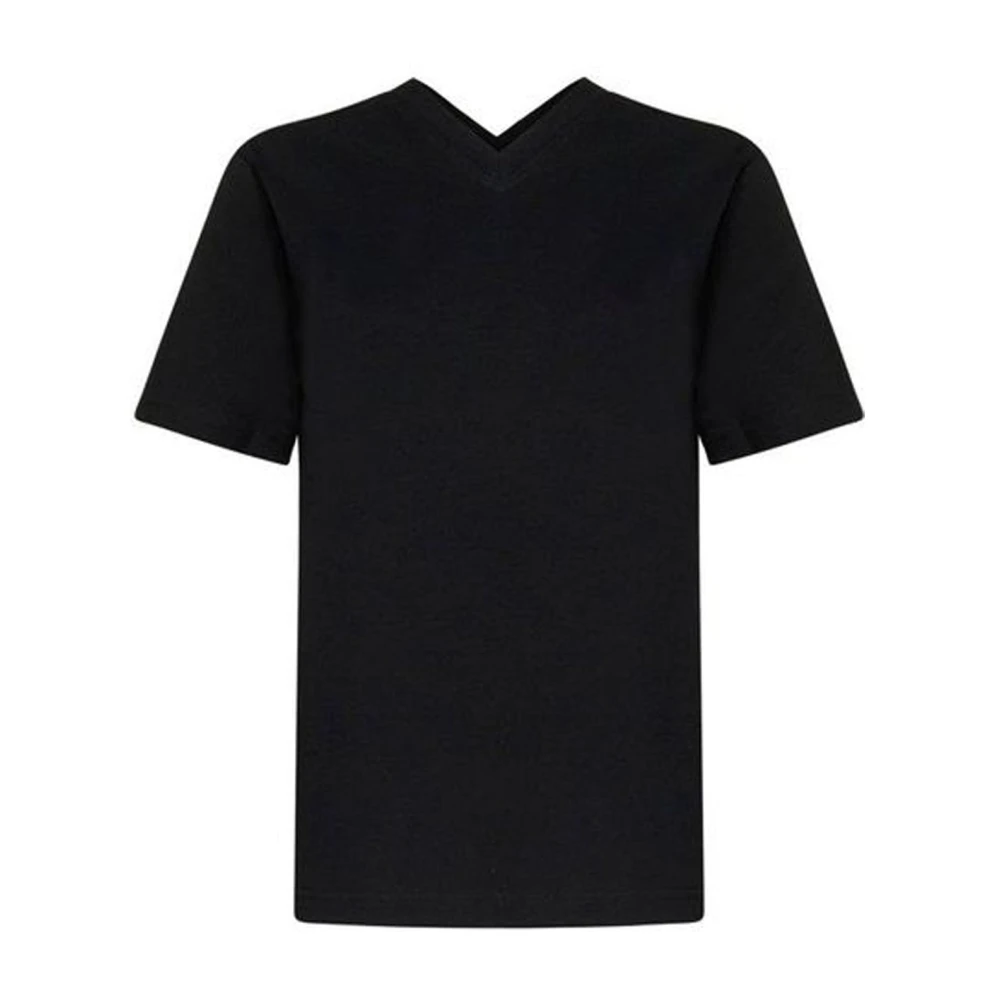 Bottega Veneta Zwarte Katoenen T-shirt met V-hals Black Dames