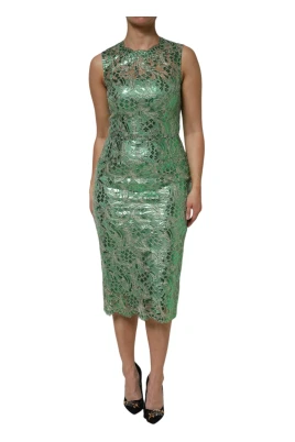Floral Lace Sheath Midi Klänning