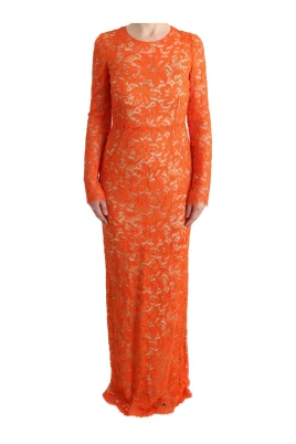 Orange Elegant Klänning med Långärmad