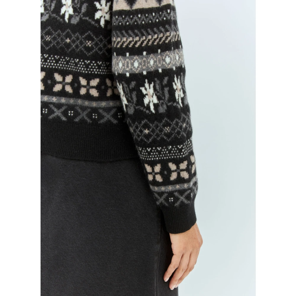 Skall Studio Grafische Jacquard Wollen Trui Black Dames