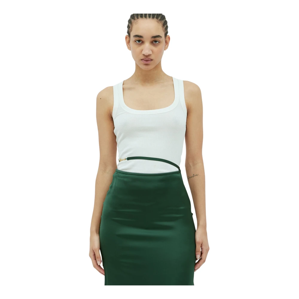 Jacquemus Ribbed sleeveless top Beige Dames