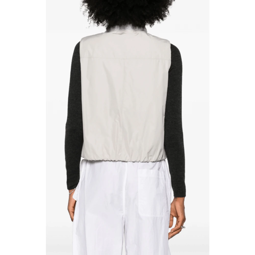 BRUNELLO CUCINELLI Omkeerbaar Gewatteerd Gilet Wit-Grijs White Dames