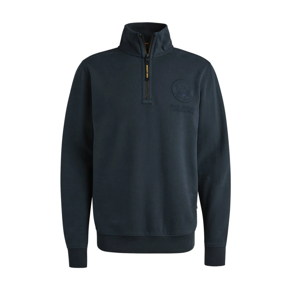 PME Legend Half Zip Pullover in Zacht Terry Blue Heren